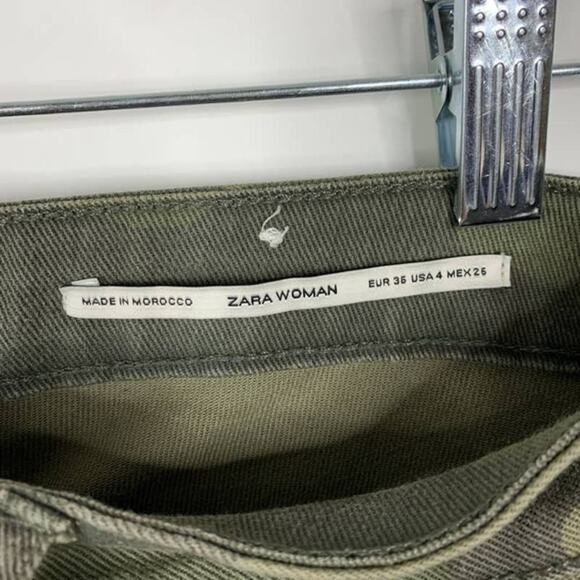 2/$30 ZARA Straight Leg Jeans 4 Camo Cropped Five-Pocket Stretch #5066 - Picture 9 of 13